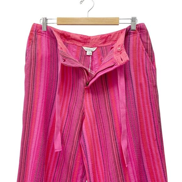 NWT Sundance Hana Stripe Pink Wide Leg Pants Size PM Medium Petite Boho Beachy - Picture 6 of 15